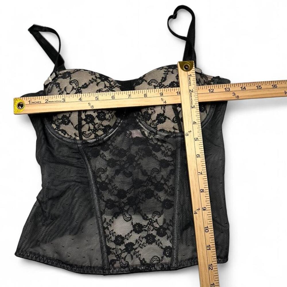 Blush Y2K Vintage Sheer Polka Do Lace Trim Corset Lingerie Top Size Medium - Picture 3 of 6